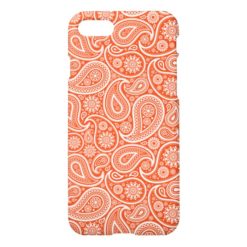 White On Orange Retro Paisley Pattern iPhone 7 Case