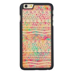 White Tribal Abstract Aztec Neon Rainbow Splatters Carved Maple iPhone 6 Plus Slim Case