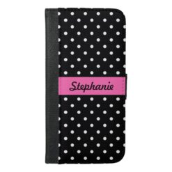 White and Black Polka Dot Pattern iPhone 6/6s Plus Wallet Case