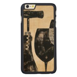 Wine Bottle with Two Glasses Carved Maple iPhone 6 Plus Case
