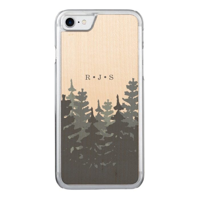 Winter Forest Monogrammed Carved iPhone 7 Case