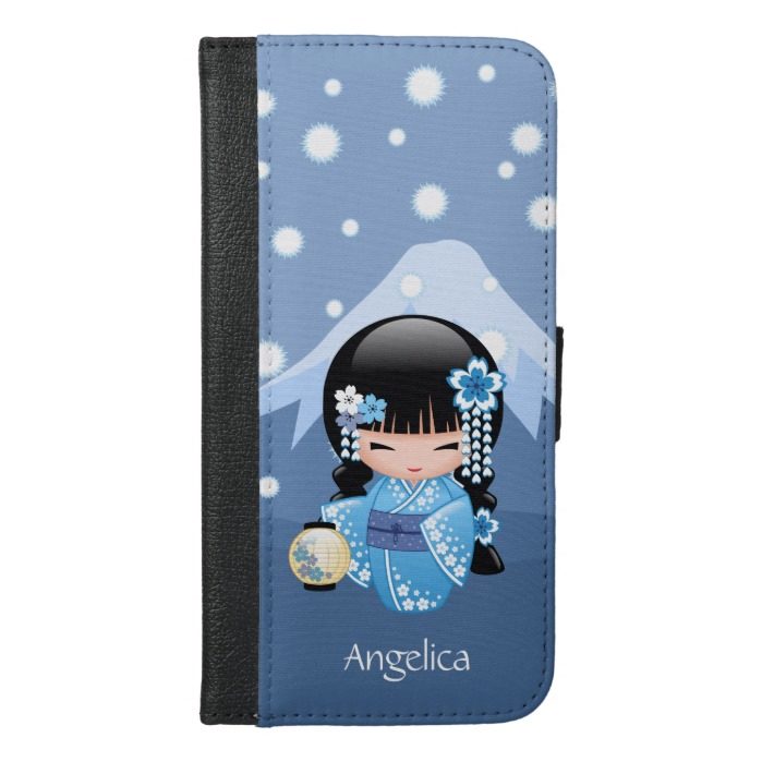 Winter Kokeshi Doll - Blue Mountain Geisha Girl iPhone 6/6s Plus Wallet Case