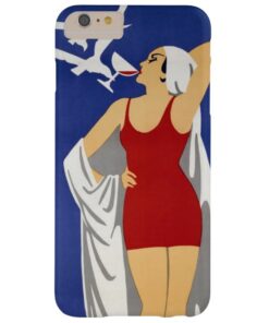 Woman in Swimsuit with Seagull and Glass of wine Barely There iPhone 6 Plus Case