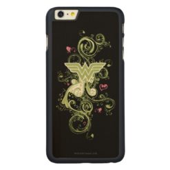 Wonder Woman Green Swirls Logo Carved Maple iPhone 6 Plus Case