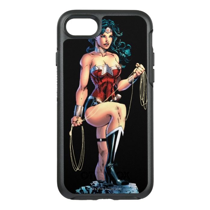 Wonder Woman Gripping Lasso Atop Rock OtterBox Symmetry iPhone 7 Case