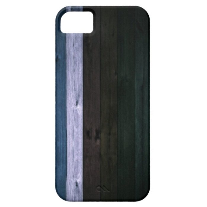 Wood Blue/White Stripe iPhone SE/5/5s Case