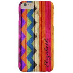 Wood Colored Chevron Stripes Vintage Barely There iPhone 6 Plus Case