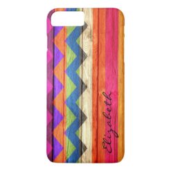 Wood Colored Chevron Stripes Vintage iPhone 7 Plus Case