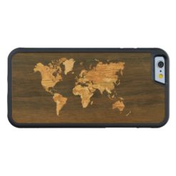 Wooden World Map Carved Maple iPhone 6 Bumper