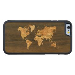Wooden World Map Carved Maple iPhone 6 Bumper Case