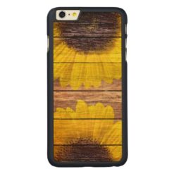Yellow Sunflowers Rustic Vintage Brown Wood Carved Maple iPhone 6 Plus Case
