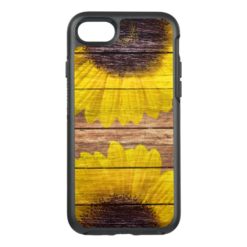 Yellow Sunflowers Rustic Vintage Brown Wood OtterBox Symmetry iPhone 7 Case