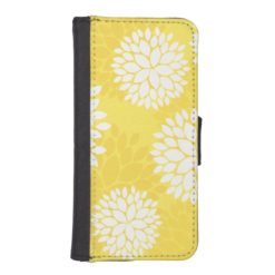 Yellow White Floral Pattern iPhone SE/5/5s Wallet