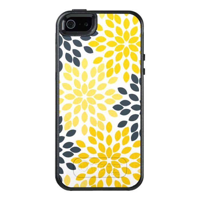 Yellow and Gray Charcoal Modern Floral OtterBox iPhone 5/5s/SE Case