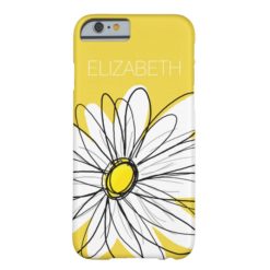 Yellow and White Whimsical Daisy with Custom Text Barely There iPhone 6 Case