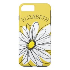Yellow and White Whimsical Daisy with Custom Text iPhone 7 Plus Case