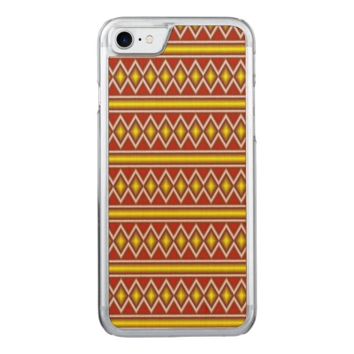 Yellow and red tribal pattern Carved iPhone 7 case
