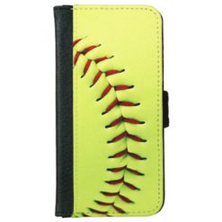 Yellow softball ball wallet phone case for iPhone 6/6s