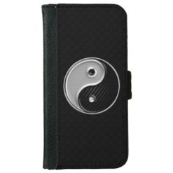 Yin Yang Chrome Carbon Wallet Phone Case For iPhone 6/6s