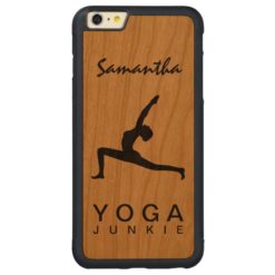 Yoga Warrior Pose Silhouette Wood iPhone 6 6S Plus Carved Cherry iPhone 6 Plus Bumper
