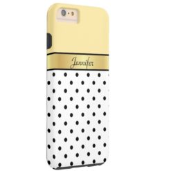 Your Name Lemon Yellow/Gold White Black Polka Dots Tough iPhone 6 Plus Case