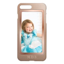 Your Photo with Rose Gold Picture Frame Monogram iPhone 7 Plus Case