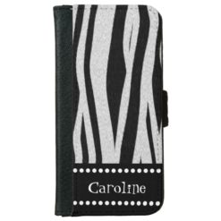 Zebra Stripe Print "Add Your Name" iPhone 6/6s Wallet Case