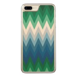 Zig Zag Green Blue Pattern Carved iPhone 7 Plus Case