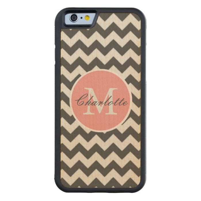 ZigZag Chevron Chic Monogrammed Pink Grey Pattern Carved Maple iPhone 6 Bumper Case
