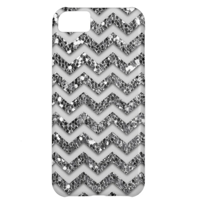 Zigzag Glitter Sparkle Look Stripes in Silver iPhone 5C Cover