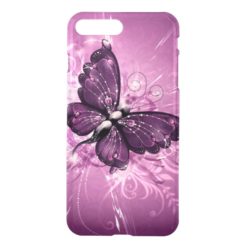 beautiful purple buterfly swirl lines vector art iPhone 7 plus case