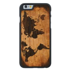 black world map Carved cherry iPhone 6 slim case
