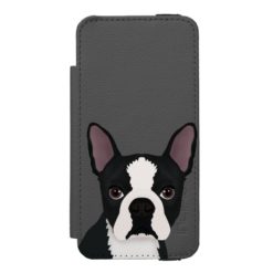 boston terrier cartoon iPhone SE/5/5s wallet case