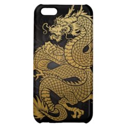 coiled Chinese Dragon Gold on Black iPhone 5C Cases