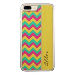 colorful chevron pattern with diamonds and name Carved iPhone 7 plus case