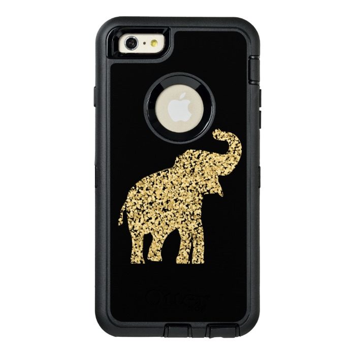 cute golden elephant confetti dots OtterBox defender iPhone case