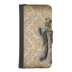 damask western country cowboy boots iPhone SE/5/5s wallet case