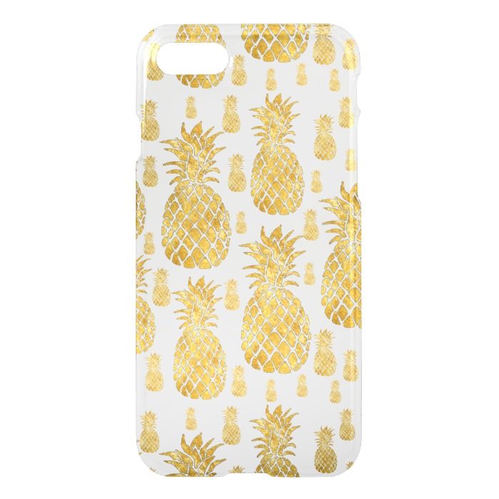 gold foil look tropical pineapples iPhone 7 case