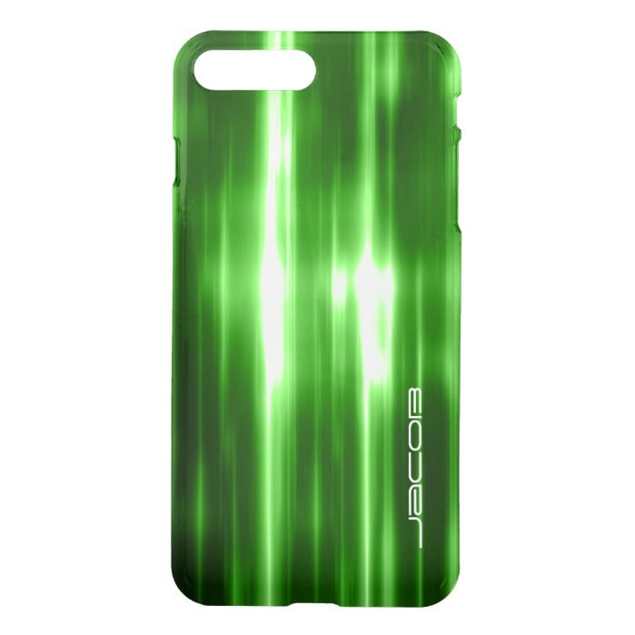 green abstract shiny lights personalized by name iPhone 7 plus case