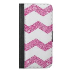 hot pinkfaux glittergirlyteenchevronzigzagpa iPhone 6/6s plus wallet case