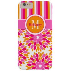 iPhone 6 Plus Case | Floral Stripes | Pink Orange