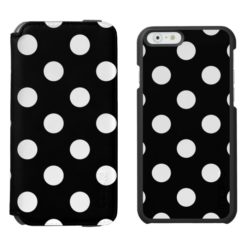 iPhone Wallet Case Polka Dot Design Black&White