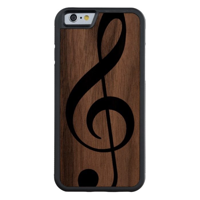 musical_note treble clef on wood Carved walnut iPhone 6 bumper case