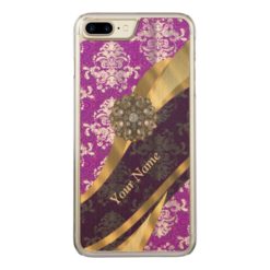 purple vintage damask pattern Carved iPhone 7 plus case