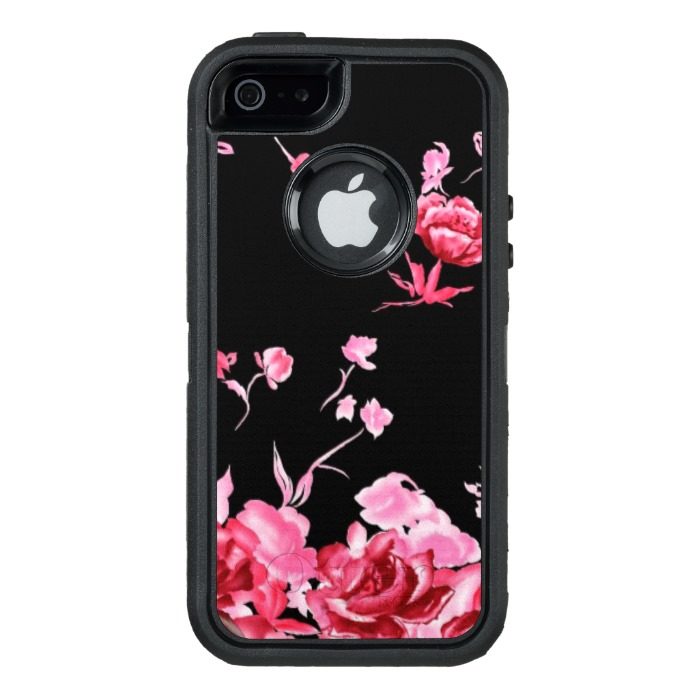 radiant red floral OtterBox defender iPhone case