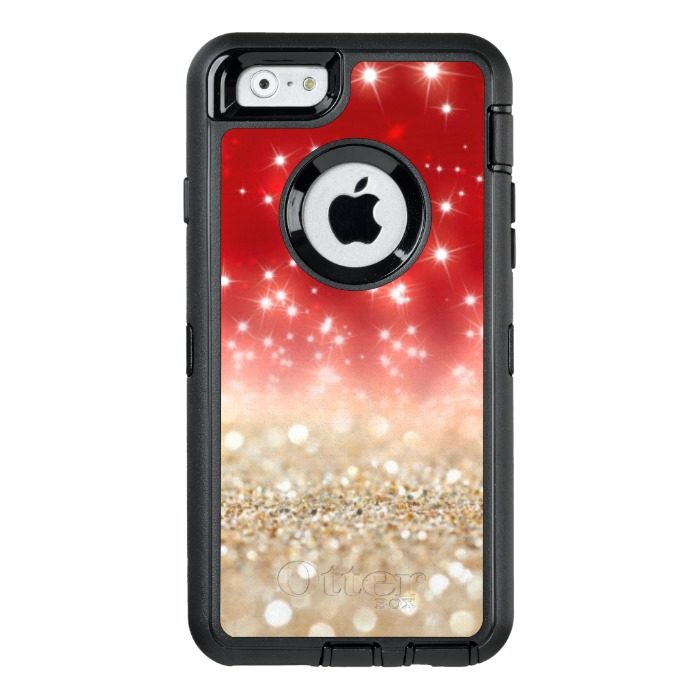 stunning sparkling red and gold OtterBox defender iPhone case