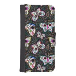 sugar skull butterflies iPhone 6 wallet case