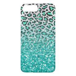 trendy summer aqua green leopard animal print iPhone 7 plus case