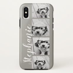 4 Photo Collage and name - CAN edit COLOR iPhone X Case