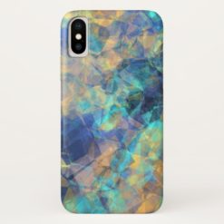 Abstract Geologic Crystal Pattern Blue Green Gold iPhone X Case